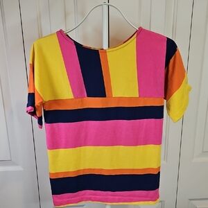 Vintage Ginger Trrr Colorful Striped T-Shirt Large Girls Retro 80s